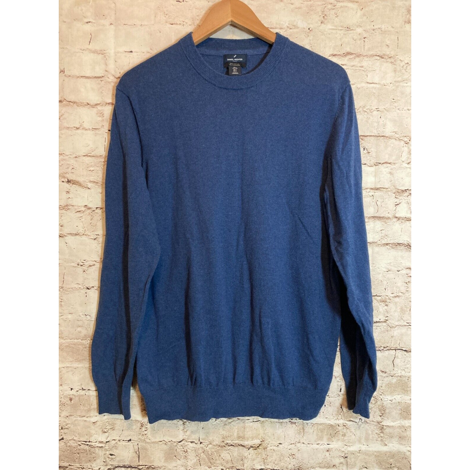 Daniel Hechter Paris Sweater Mens Large Blue Cotton & Cashmere Pullover